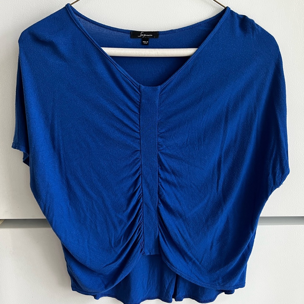 CLEARANCE Women’s Blue Flowy Drop Sleeve Blouse!